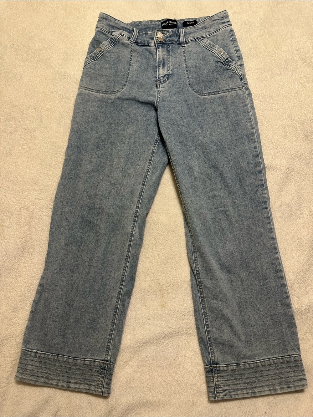 Susan Graver Regular Ankle Length Trouser Jean Light Wash Size 8